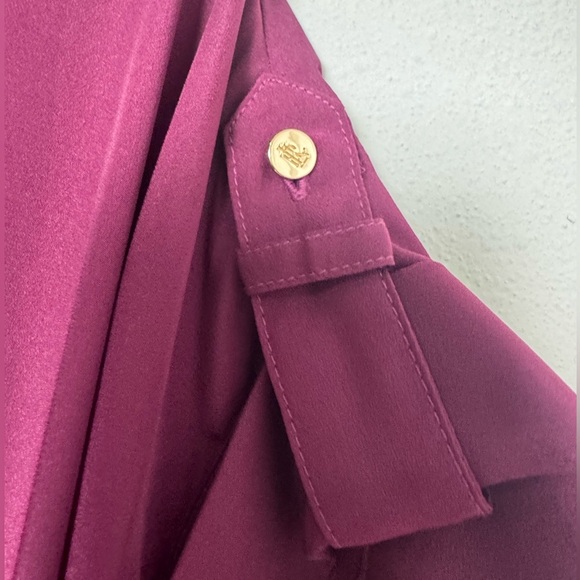 Lauren Ralph Lauren Belted Crepe Dress in Plum Purple Size 8 - Picture 8 of 16